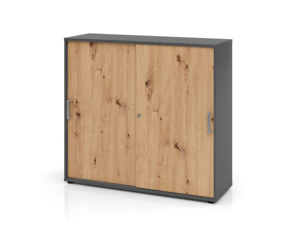 Hammerbacher armoire à portes coulissantes 3OH 120cm CE graphite/chêne noué, V1753S/G/R/CE