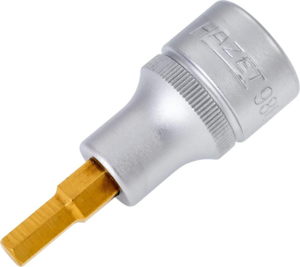 Douille tournevis Hazet, carré creux 12,5 mm, profil six pans creux, 6 mm, version courte avec moletage, 986-6