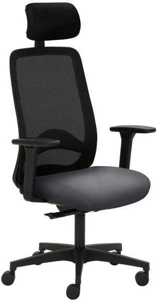 Chaise pivotante Mayer Sitzmöbel , piètement en plastique, accoudoirs 3D, appui-tête rembourré, réglage de la profondeur d'assise, gris, 2228_AV3D_KS_SYM++_30614
