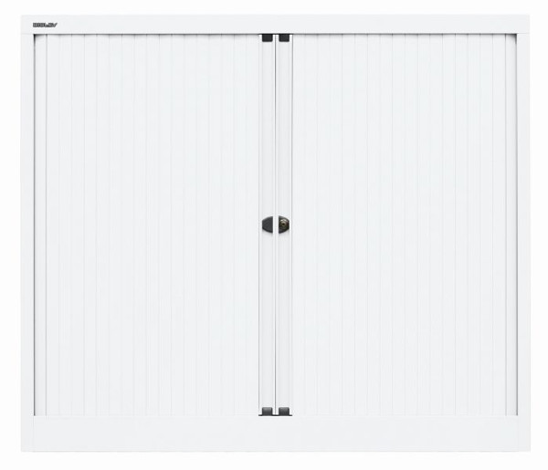 Armoire à volet roulant Bisley EuroTambour, 2 étagères, 2,5 OH, L 1200 mm, volet roulant blanc signalisation, corps blanc signalisation, ET412102SPWW696