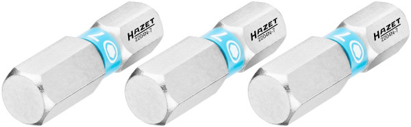 Embout Hazet, six pans plein 6,3 (1/4 pouce), profil à six pans creux, 7 mm, nombre d'outils : 3, 2204N-7/3