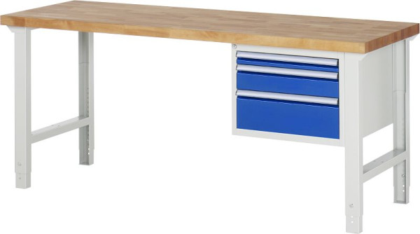 Etabli RAU série 7000 - modèle 7126, L2000 x P700 x H790-1140 mm, base système L2000 x P650 x H750-1100 mm, 03-7126A1-207B4H.11