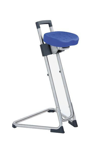 Lotz "Die Steadfast" verticalisateur, ergonomique, siège en PU noir, cadre en acier inoxydable réglable en hauteur 600-850, pivotant sur le côté, 3600.33