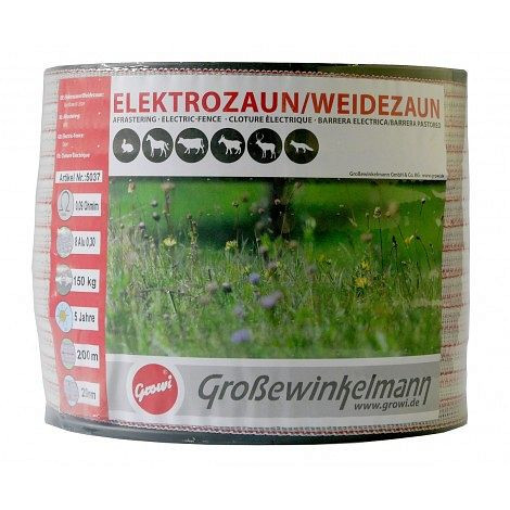 Growi SuperLine large bande, 20 mm, 200 m rouge/blanc, 10050370