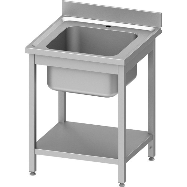 Meuble évier Stalgast ECO avec base 600x700x850 mm, avec une vasque, avec dosseret, à monter soi-même (AISI201), DST06761A