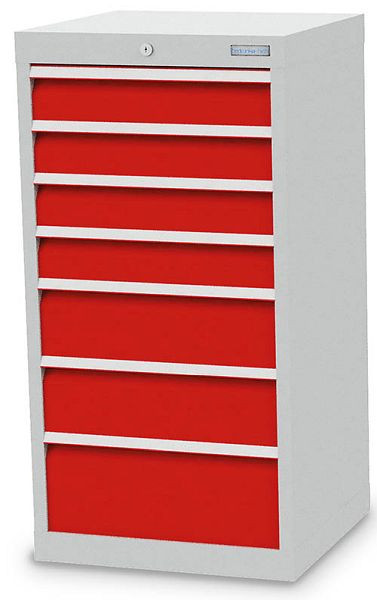 Armoire à tiroirs Bedrunka+Hirth, profondeur 500 mm, R 18-16, 530 x 500 x 1019 mm, 7 x tiroirs (4x 100VA, 2x 150VA, 1x 200VA), capacité de charge 50 kg, 40.421