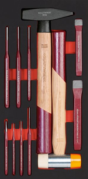Jeu d'outils à percussion Kraftwerk PRO LINE EVA 11 pièces. Insert 20x40, 105.401.015