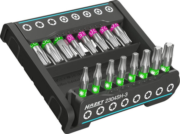 Hazet SmartHolder avec 16 embouts, court, six pans 6,3 (1/4 pouce), profil TORX® interne, profil TORX® inviolable, nombre d'outils : 16, 2304SH-3