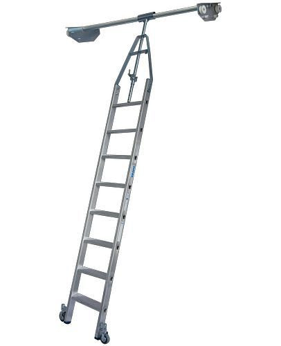 Escabeau Krause, étagère double, aluminium, mobile, avec système de rails, 8 marches, 257511
