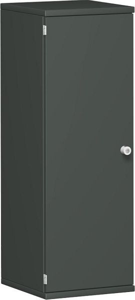 geramöbel armoire à portes battantes 2 étagères décoratives, verrouillable, serrure à droite, 400x425x1152, graphite/graphite, N-10DR304-GG