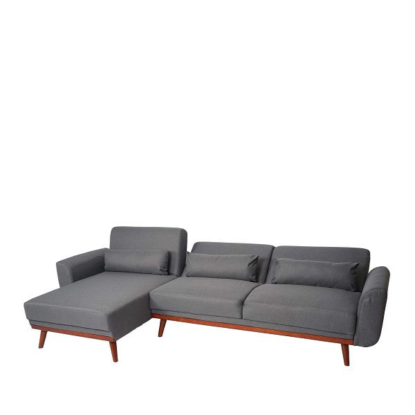 Mendler Sofa HWC-J20, canapé d'angle, en forme de L 3 places couchage fonction couchage tissu/textile, gris anthracite, 75484+75485