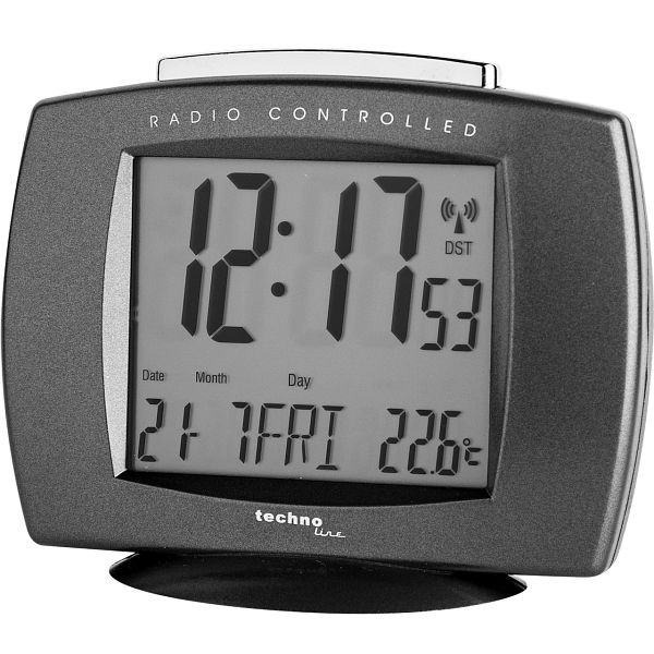 Radio-réveil Technoline anthracite, DCF-77 avec possibilité de réglage manuel, dimensions : 110 x 38 x 90 mm, WT 189 anthracite