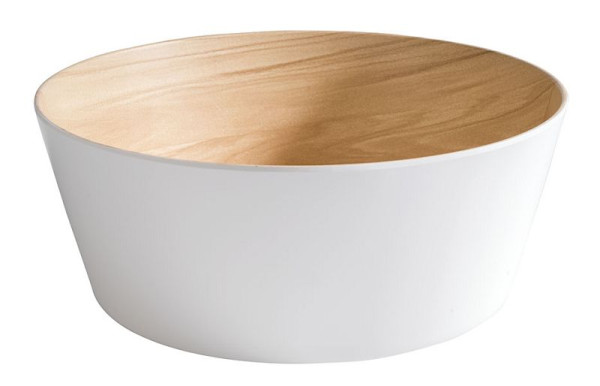 Bol APS -FRIDA-, Ø 26,5 cm, hauteur : 10,5 cm, mélamine, intérieur : aspect bois, extérieur : blanc, 84613