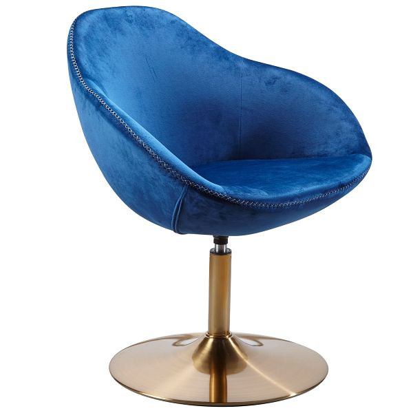 Chaise longue Wohnling velours Sarin bleu / or 70x79x70 cm, WL5.920
