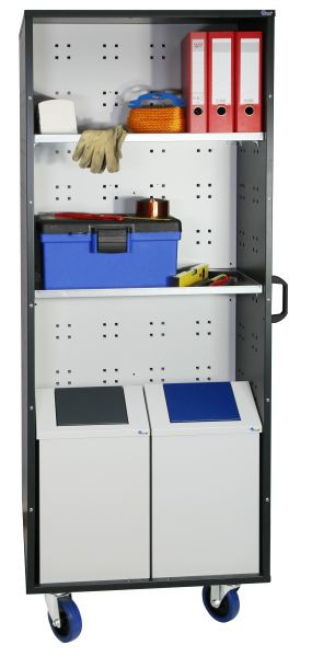 armoire mobile à panneaux perforés Blunt SmartCenter, utilisable des deux côtés, équipement 2, 670-300-0-2-100