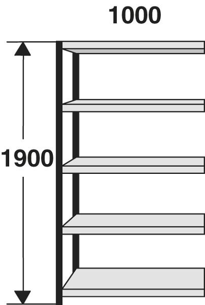 Kerkmann étagère champ Stora 100, L 1000 x P 400 x H 1900 mm, argent/gris clair, 51261914