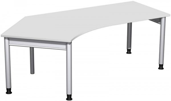bureau geramöbel 135° gauche réglable en hauteur, 2166x1130x680-820, gris clair/argent, N-657315-LS