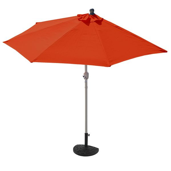 Parasol Mendler semi-circulaire Parla, demi-parasol balcon parasol, UV 50+ polyester/aluminium 3kg, 300cm terre cuite avec pied, 35124+35128