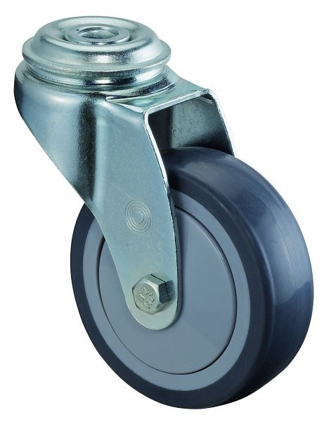 Rouleau d'appareil BS rollers, largeur de roue 25 mm, roue Ø 75 mm, capacité de charge 60 kg, bande de roulement en caoutchouc gris, roulement à billes, lot de 4, A301.A85.075