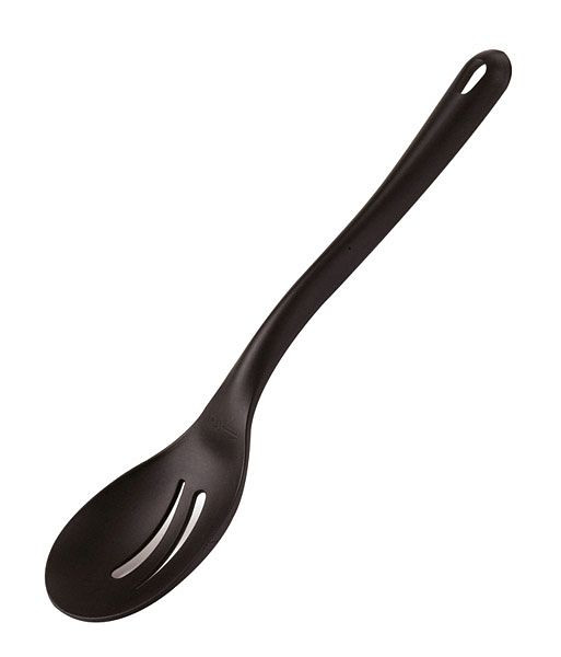 Cuillère de service APS, perforée, 11 x 7 cm, manche : 23 cm, polyamide, noir, 00607