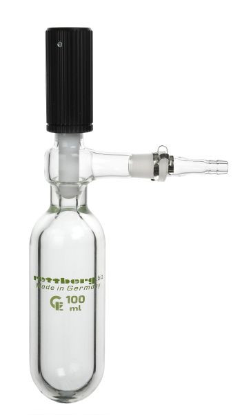 Tube de réaction Rettberg, 1000 ml, avec valve PTFE, passage 0-10 mm, longueur totale 370 mm, Ø extérieur 110 x 7 mm, 107000297