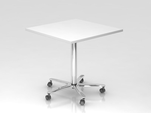 Table élévatrice colonne Hammerbacher 80x80cm blanc/chrome, cadre chromé, VST88/W/C