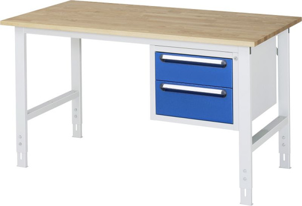 Table de travail RAU série Tom (modèle K 03), L1000 x P800 x H760-1080 mm, plan de travail en hêtre massif, épaisseur 25 mm, 06-625B80-10-KM03.11