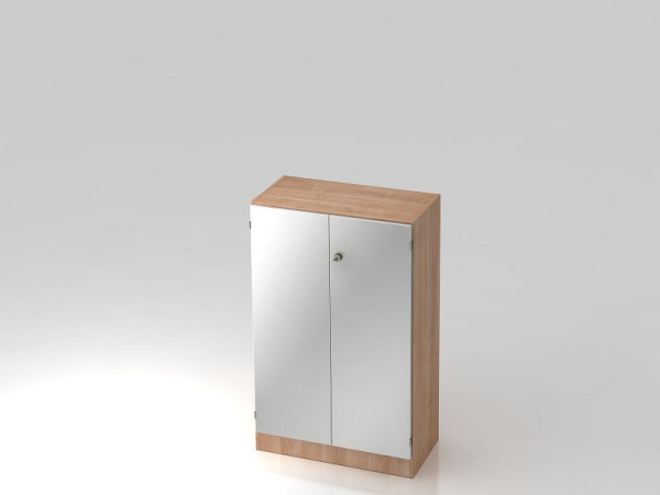 Armoire Hammerbacher 3OH avec panneau de base poignée rayée noyer/argent, 80x42x127 cm (LxPxH), V6550/N/S/SG