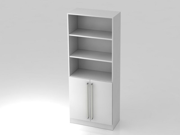 Armoire Hammerbacher 5OH, 2 portes sous le panneau de plinthe, poignée chromée blanc/blanc, 80x42x200,4 cm (LxPxH), V7700/W/W/CE