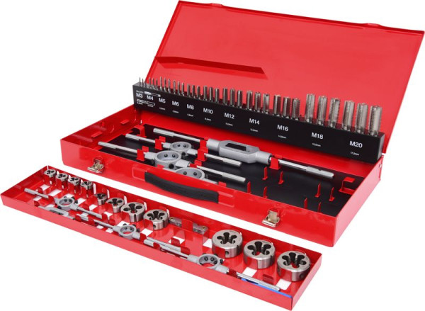 KS Tools Jeu d'outils de coupe de filetage HSS, 54 pièces, 331.0654