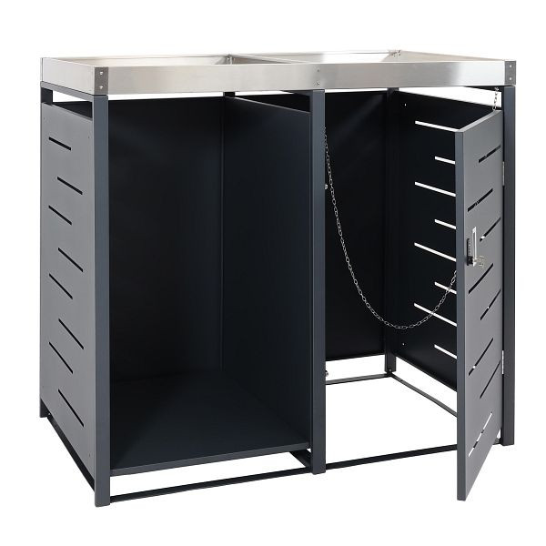 Revêtement de poubelle Mendler 1er avec stockage de bois de chauffage HWC-H40, poubelle, métal extensible 116x60x80cm 45kg, anthracite, 97825 + 97826