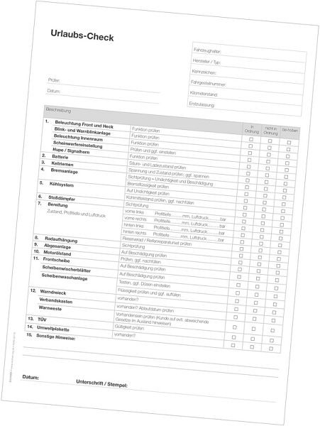 Formulaires d'atelier Eichner "Checklists", impression : chèque vacances, UE : 50 pièces, 9036-00178