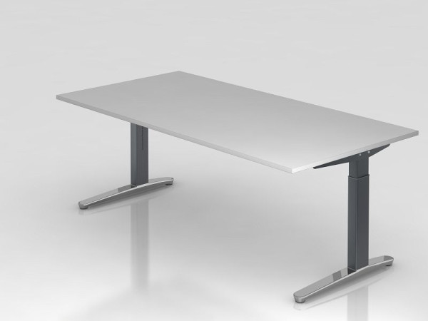 Bureau Hammerbacher pied C 200x100cm gris/graphite (poli), forme rectangulaire, VXB2E/5/GC