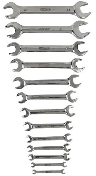 KS Tools jeu de clés à fourche doubles en acier inoxydable, 13 pièces, coudées, 964.2250