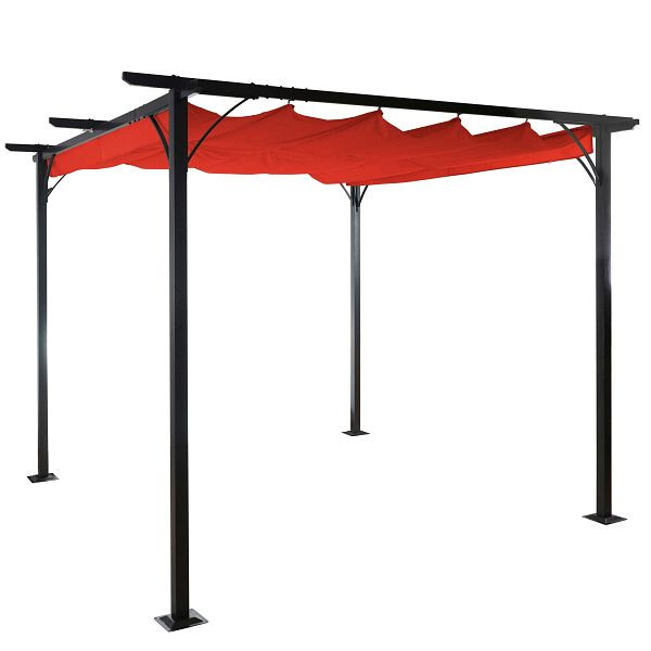 Mendler Pergola HWC-C42, pavillon de jardin, cadre stable 6cm + toit coulissant, terre cuite 3x3m, 49974