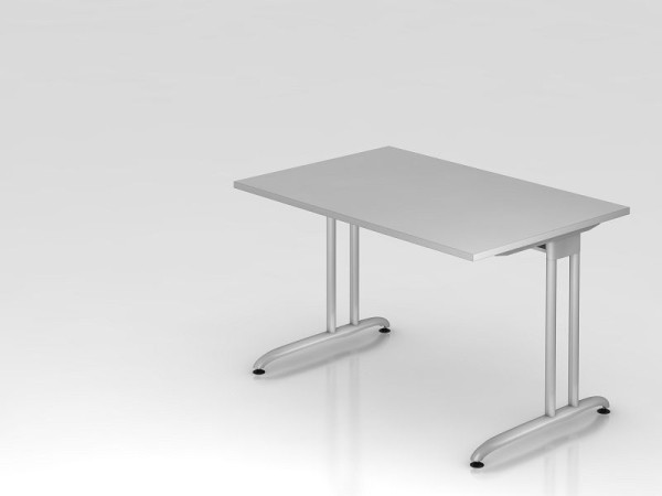 Bureau Hammerbacher pied C 120x80cm gris, chemin de câbles horizontal, hauteur de travail 72 cm, VBS12/5/S