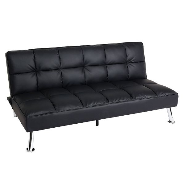 Mendler Sofa HWC-K21, canapé-lit pliant, fonction de couchage à suspension nosag, surface de couchage 187x107cm, simili cuir, noir, 89557