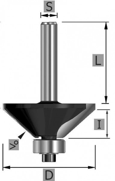 Fraise conique Edessö HW avec roulement à billes, A: 57.2, <: 45°, B: 22.2, C: 12, 108257212