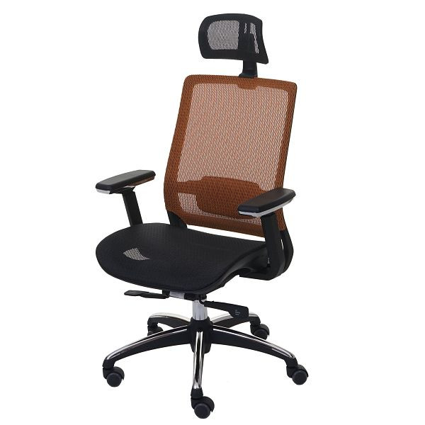 Chaise de bureau Mendler HWC-A20, chaise de bureau, appuie-tête ergonomique tissu/textile ISO9001, noir/orange, 56798
