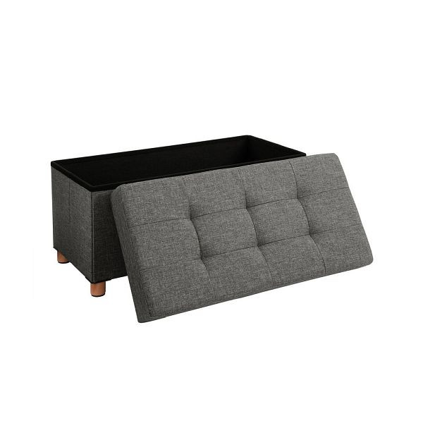 SONGMICS coffre avec pieds en bois gris foncé, LSF16GYZ