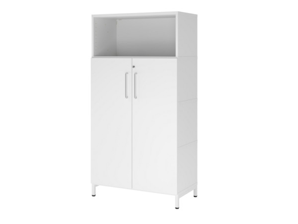 Hammerbacher étagère/portes, 4OH, base, blanc/blanc, VFW48T3KU/W/W/BS