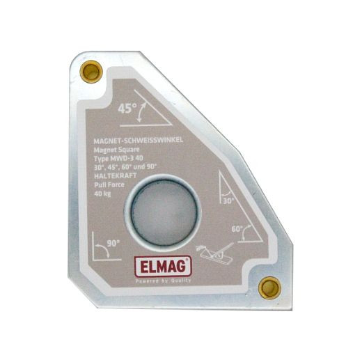 Angle de soudage magnétique ELMAG MWD-3 40 'aimant permanent' pour soudures 30°/60°/45°/90°, 113x98x23mm, force de maintien 40 kg, 57470