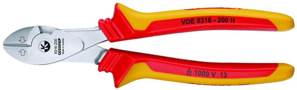 Pince coupante latérale GEDORE VDE avec isolation du boîtier, 200 mm de long, 1551000
