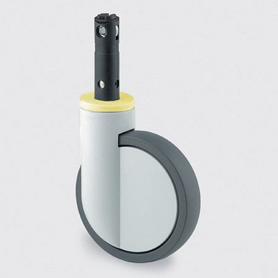 Roulette pivotante TENTE-ROLLEN avec frein, roue Ø 150 mm, hauteur 183 mm, D 40 Shore, 2044XSX150R26-28S45 RAL 9002 4xM8