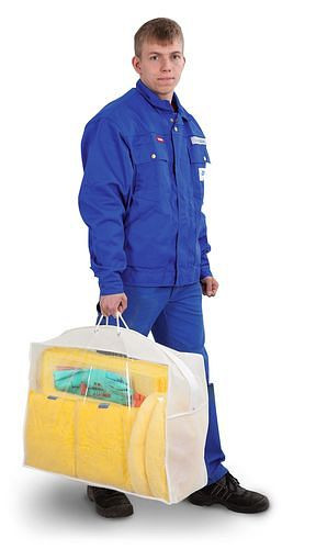 Kit d'urgence DENSORB dans une mallette de transport transparente
