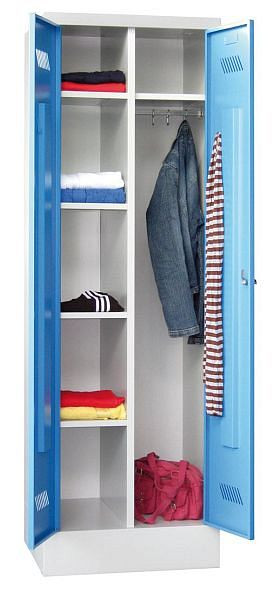 Armoire à linge Pavoy avec socle 1850/500/600, 2 compartiments, fermeture à rotation, verrouillables ensemble, 20208-213-132-910905