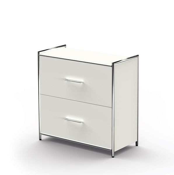 Buffet Kerkmann large, avec 2 tiroirs pour 2 OH, Artline, L 800 x P 380 x H 780 mm, blanc, 13799610