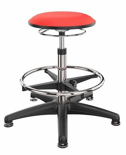 Tabouret de travail Dauphin, patins, repose-pieds, housse rouge, 266967