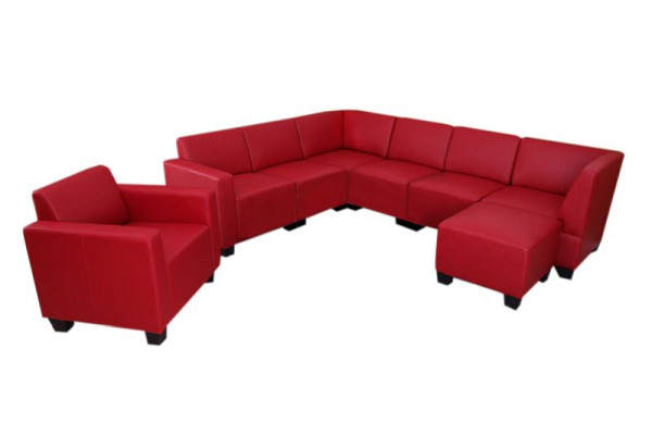 Mendler Modular Sofa System Ensemble canapé Lyon 6-1-1, similicuir, rouge, 26060
