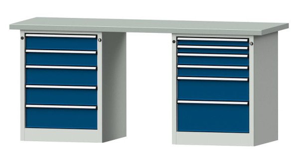 Établis ANKE Établi combiné, modèle 841 V, 2000 x 700 x 890 mm, RAL 7035/5010, ZBP 40 mm, 415.125